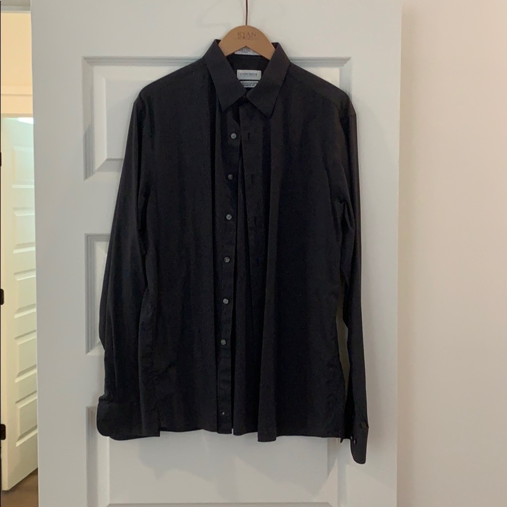 Concepts by Claiborne charcoal stripe shirt